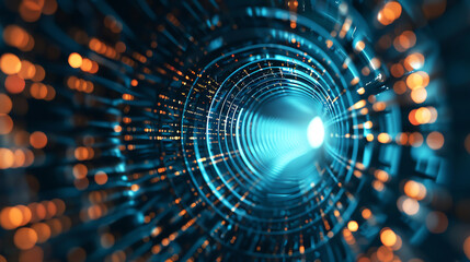 Obraz premium A mesmerizing glimpse into a digital vortex with vibrant colors and illuminated patterns creating a sense of depth and innovation.