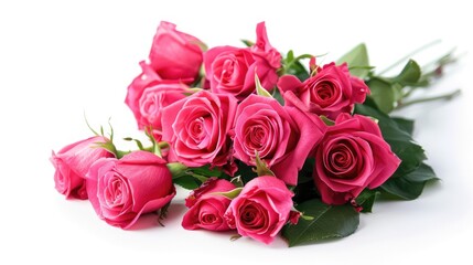 Obraz premium Fresh roses bouquet on white background