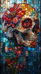 Fototapeta premium A skull with flowers on it