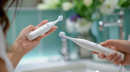 A person using an electric toothbrush, highlighting effective brushing techniques