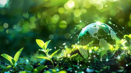 Environmental technology concept. Abstract illustration. Sustainable development goals. Generative Ai.