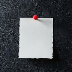 Blank white note paper pin on a dark black background. Generated Ai