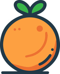Obraz premium A cheerful orange character with a smiling face and a green leaf, perfect for playful and vibrant design projects.