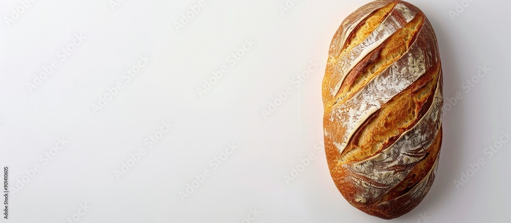 Poster a loaf of bread on a white background with copy space image