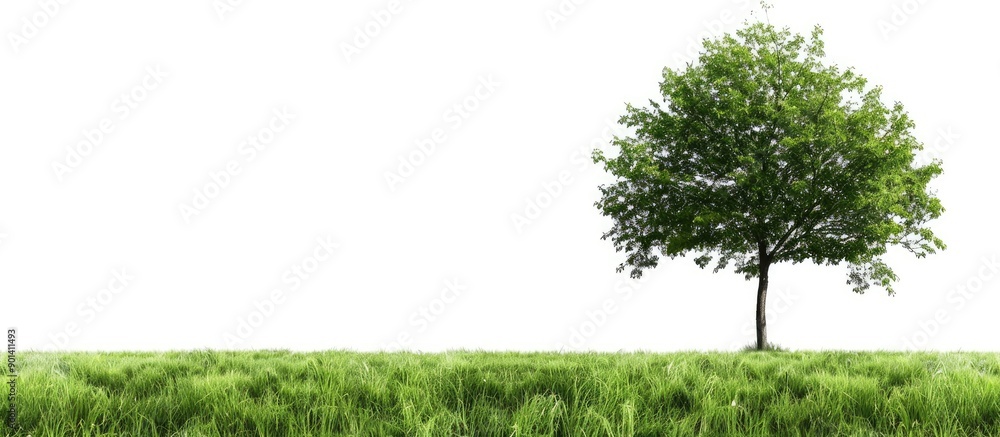 Poster lush green tree ideal as a backing for a copy space image