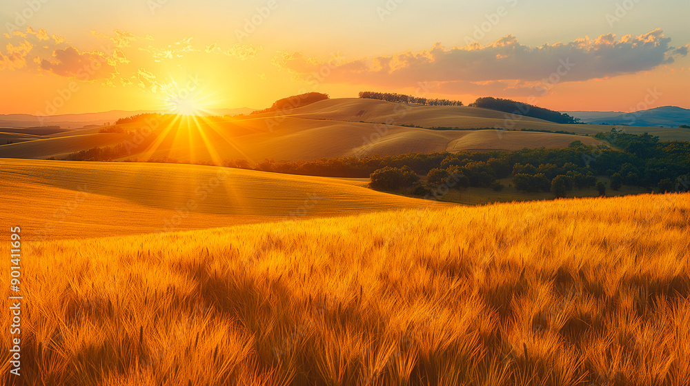 Aufkleber simplicity captured in golden wheat fields, swaying gently in the breeze, a serene and timeless view