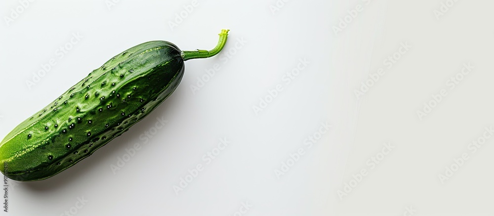 Poster An enticing green cucumber depicted on a white backdrop ideal for health conscious individuals Suitable for text or design elements with copy space image