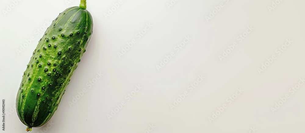Poster An enticing green cucumber depicted on a white backdrop ideal for health conscious individuals Suitable for text or design elements with copy space image
