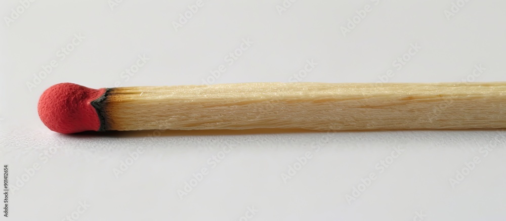 Fototapete capture the focal point of a matchstick against a plain white background in a copy space image
