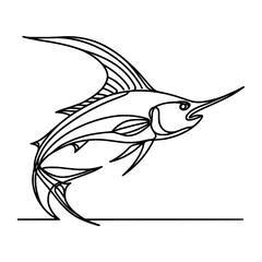 one line continuous swordfish animal vector illustration template design