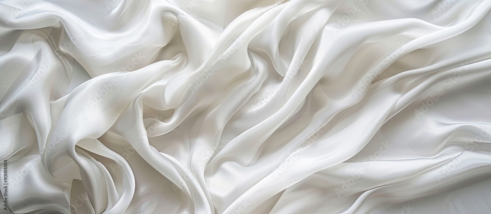 Leinwandbilder Soft waves and wrinkles on a white fabric create an abstract background with intricate patterns ideal for elegant backdrops or wallpapers with copy space image