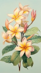 Obraz premium Vintage drawing Plumeria flower plant inflorescence.