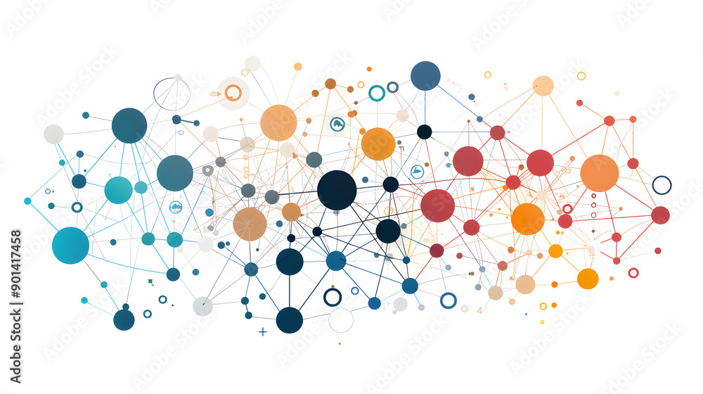 Poster geometric network graphic illustration. vector innovation connect circles. generative ai.