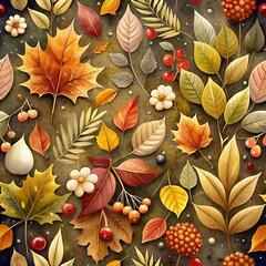 autumn floral background with raindrops