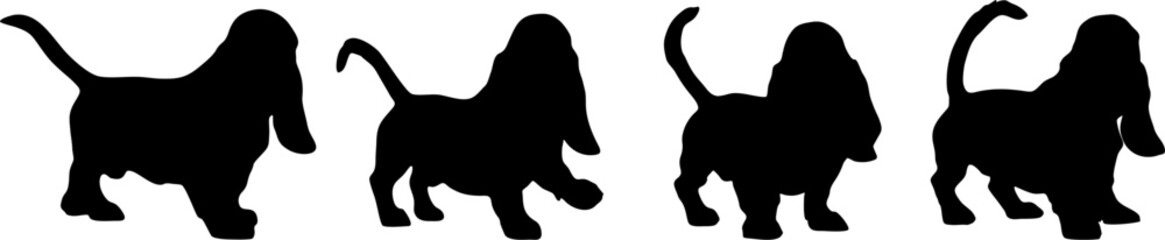 illustration silhouette Basset Hound vector, Dog silhouette