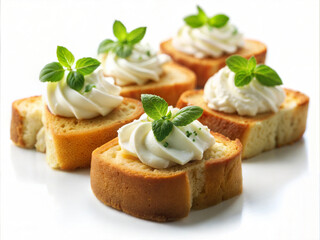 croutons with cream cheese and herbs