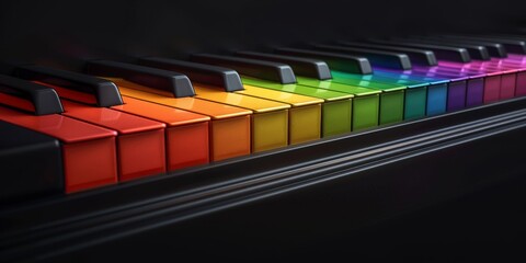 Obraz premium Colorful Abstract Piano Keyboard in Gradient Rainbow