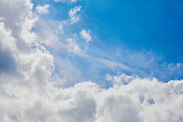 Blue sky and white clouds in sunny bright light