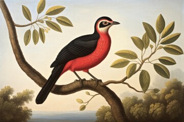 Heart and bird painting animal beak.