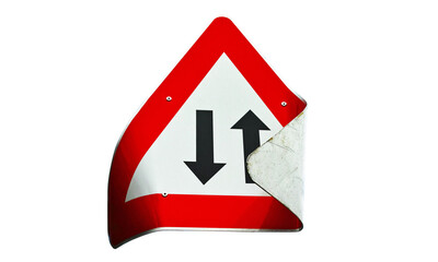Road sign, old sign, broken highway direction indicator