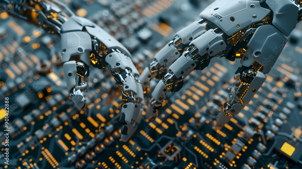 Poster microchip, artificial intelligence, automation. generative ai.