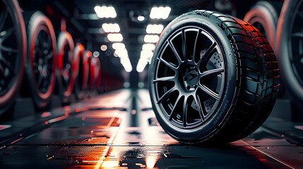 Fototapeta premium New sport car tires