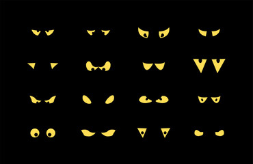 Scary eyes icon set. Design element collection for Halloween. Isolated spooky monster eyes.