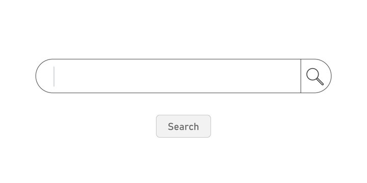 Online search box template. Search engine website blank search field.