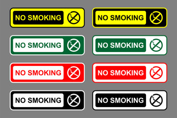 Collection of no smoking signs and designated smoking areas