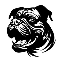 Bulldog face illustration in black and white