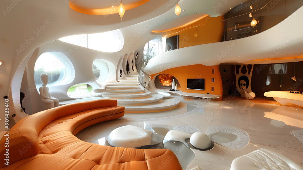Poster modern and futuristic interior. generative ai.