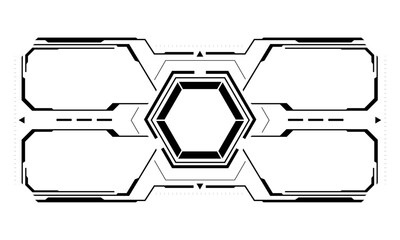 HUD sci-fi interface screen view black geometric on white design virtual reality futuristic technology creative display vector © patthana