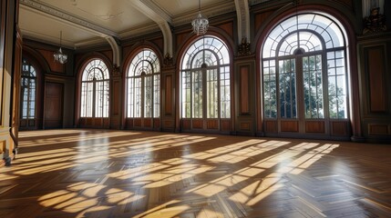 Fototapeta premium Sunlit Room with Arched Windows