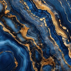 Obraz premium Stunning deep blue and gold marble pattern, perfect for luxury wallpaper or interior decor with intricate details.