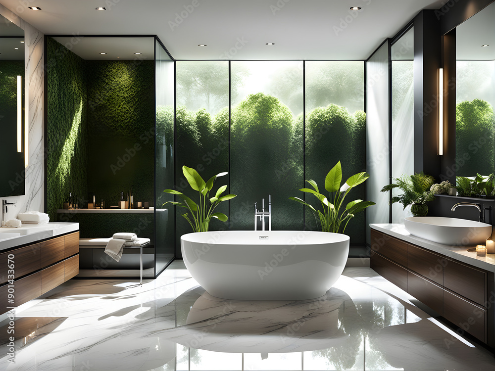 Wall mural New beautiful luxury home bathroom