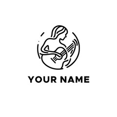 woman and violin line vector