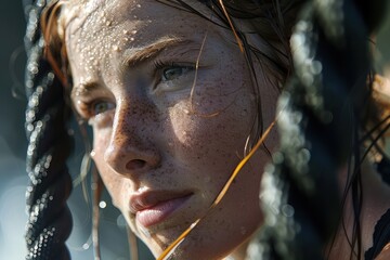 Determined Athlete Focused on Building Power Through Rigorous Routines A Close-Up of Sweat, Determination, and Strength Training