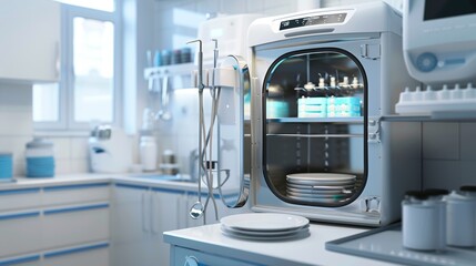Sterile Sanctuary Modern Autoclave in Dental Clinic Ready for Precision Sterilization