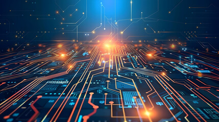 Fototapeta premium Vector illustration abstract technology background design. Generative Ai.