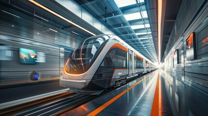 Green Energy Express Futuristic Electric Train Racing Through EcoFriendly Corridor