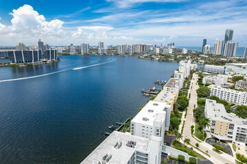 South Florida - Aerial of Dumfoundling bay, between Sunny Isles and Aventura.