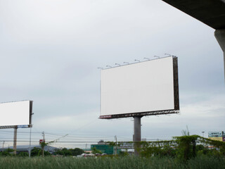 Banner poster template white isolate mock up blue sky empty sale advertisement product marketing display blank billboard commercial promotion offer frame presentation street board singboard store info