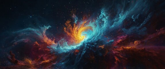 Obraz premium Abstract Cosmic Dust, Artistic representations of cosmic dust with dynamic shapes and bright colors.