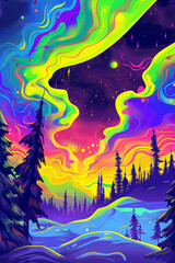 northern lights background comic design