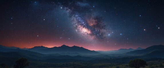 Fototapeta premium Mystical Starry Night Sky And Space Scene, Celestial Wonders And Cosmic Beauty.
