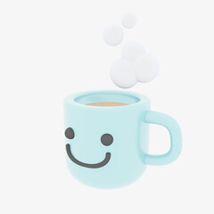 3d illustration of coffee break relax time for icons and symbols.3d render.
