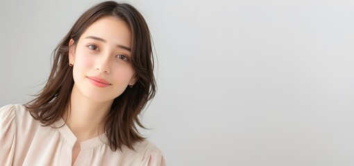 Fototapeta premium ブログやホームページに使える清楚で美しい女性と背景
