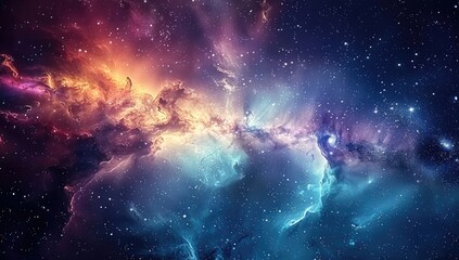 Obraz premium Colorful Abstract Space Background Featuring Vibrant Galaxies and Distant Stars Illuminating the Cosmic Expanse