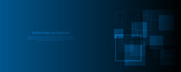 Abstract technology futuristic digital graphic concept square pattern with lighting glowing particles square elements on blue background. Vector illustration.