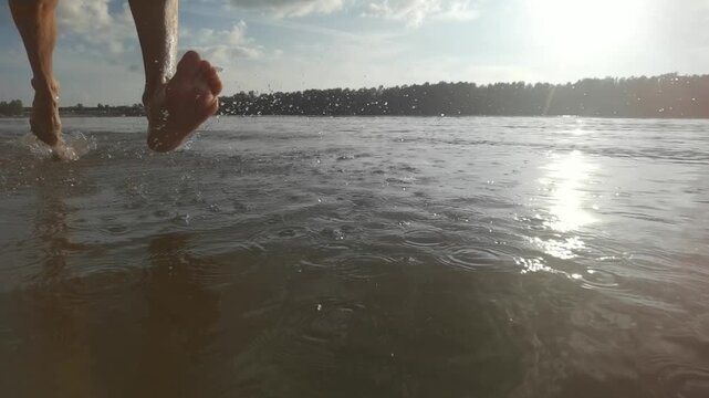 Running on water in slow motion